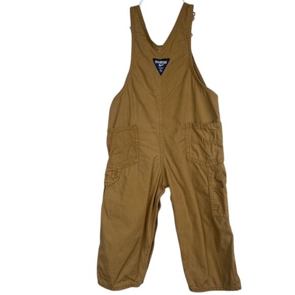 OshKosh B'Gosh Baby Lightweight Canvas Bib Overalls, Dark Khaki - Picture 3 of 9